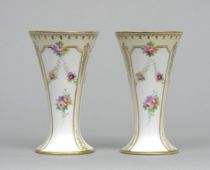 Appraisal: Pair of Nippon Vases Pair of identical porcelain vases Bodies