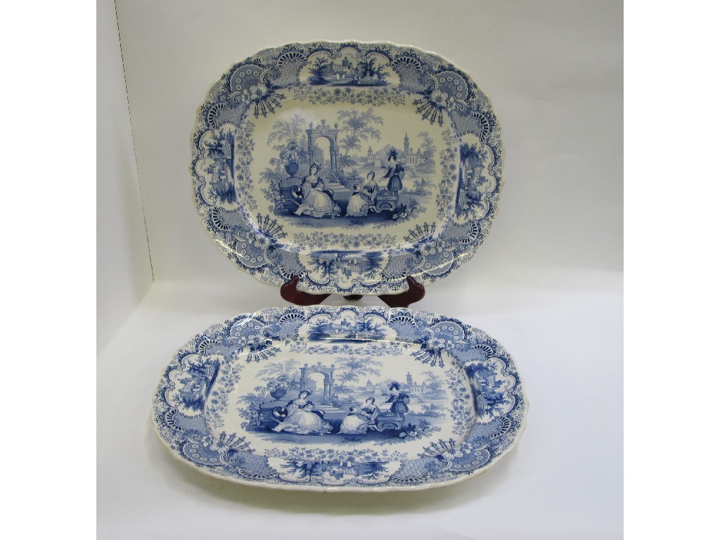 Appraisal: Pair of 'Spanish Beauties' blue and white platters