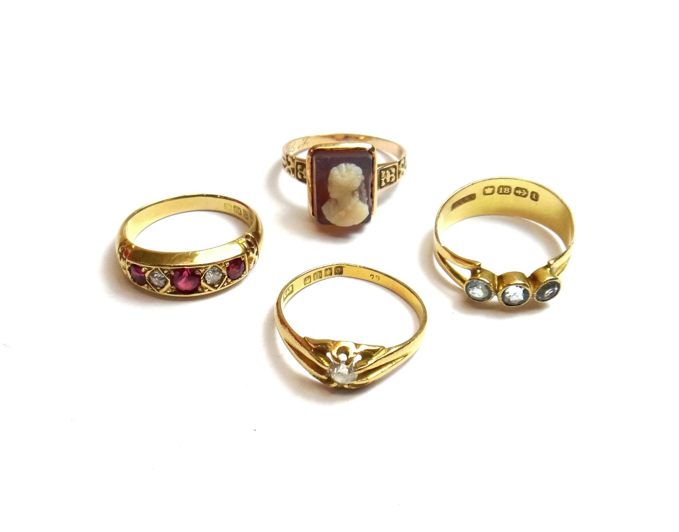 Appraisal: A gold and sardonyx cameo ring carved as the portrait