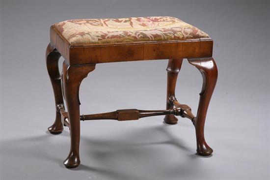 Appraisal: GEORGIAN-STYLE FOOTSTOOL English th century walnut and pine Cabriole legs