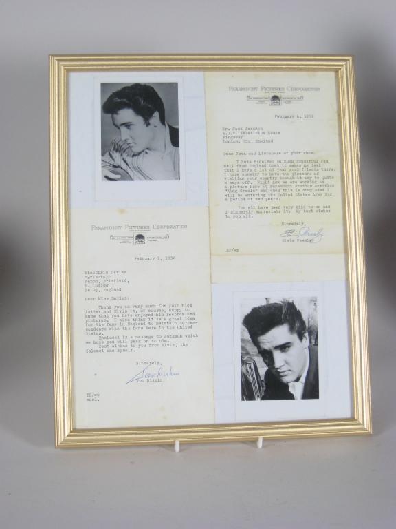 Appraisal: ELVIS PRESLEY Two framed Letters on Paramount Pictures Corporation headed