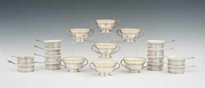 Appraisal: A Collection of Sterling Silver Holders with Lennox Porcelain Inserts