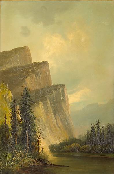 Appraisal: Frederick Ferdinand Schafer German American - Three Brothers Yosemite signed