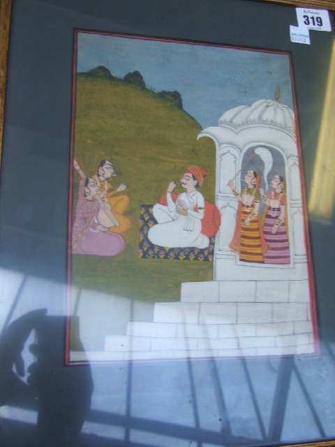 Appraisal: Jaipur th century a nobleman with female attendants gouache on