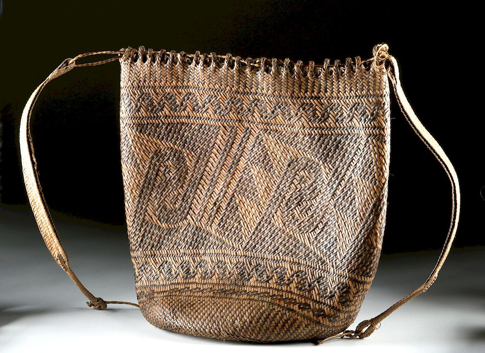 Appraisal: th C Balinese Woven Fiber Basket Southeast Asia Indonesia Bali