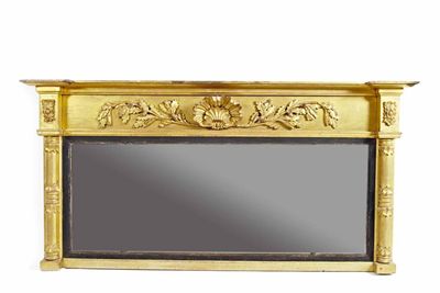 Appraisal: A Regency giltwood and gesso overmantel mirror the three rectangular