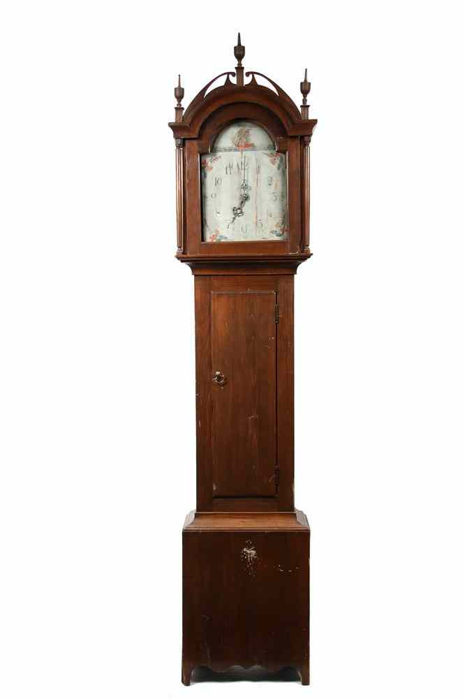 Appraisal: TALL CLOCK - Country pine Hepplewhite tall clock from Ashby