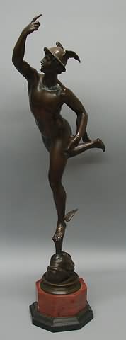 Appraisal: Mercury striding with right hand raised left foot emerging octagonal