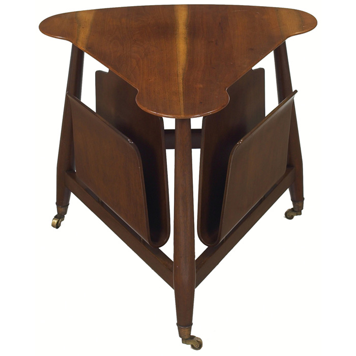 Appraisal: Edward Wormley magazine table by Dunbar sap grain walnut top