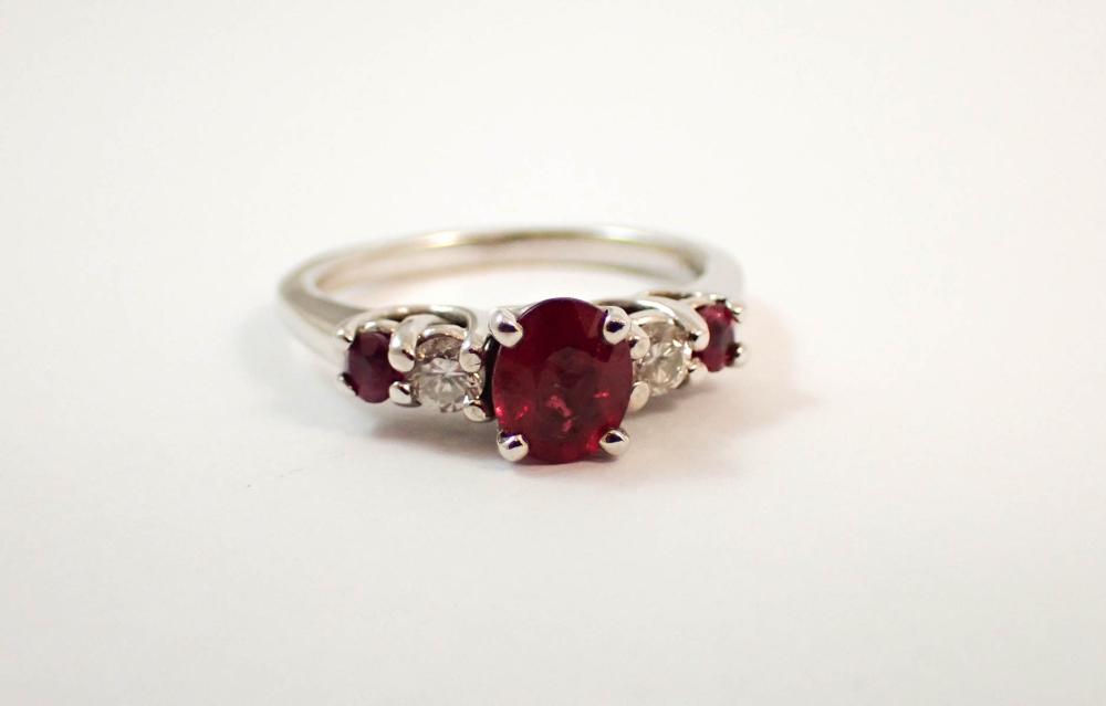 Appraisal: RUBY DIAMOND AND FOURTEEN KARAT GOLD RING The k white