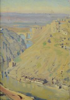 Appraisal: Anna Richards Brewster American - oil on board Town Overlooking