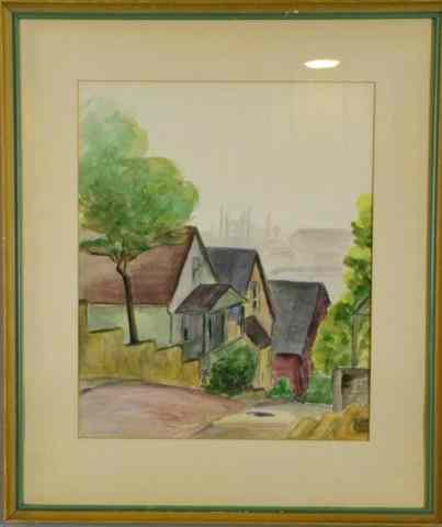 Appraisal: SIGNED JUDITH KEIN STENN WATERCOLORPossible depiction of Cincinatti Ohio hillscape