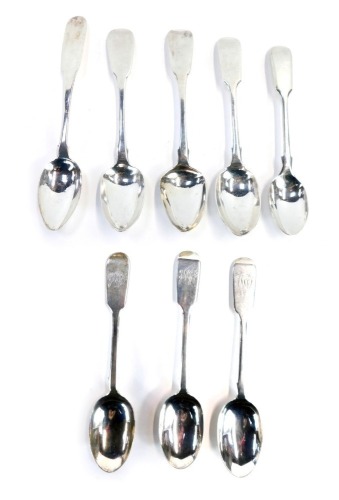 Appraisal: A group of Fiddle pattern silver teaspoons two engraved bearing