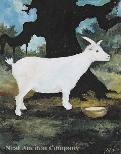 Appraisal: George Rodrigue American Louisiana b Goat with Oak Traditional Series