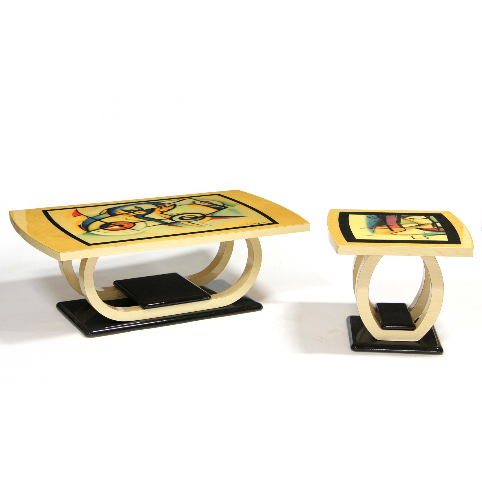 Appraisal: Two Modernist Tables late th century high lacquer and veneer