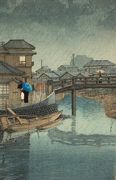 Appraisal: Kawase Hasui - Nine woodblock prints Including Shinagawa Snow at