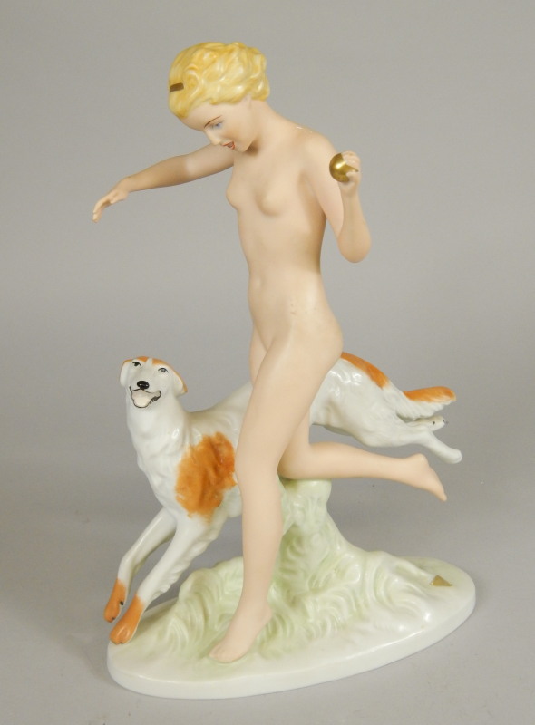 Appraisal: A modern Royal Dux figure of a nude female beside