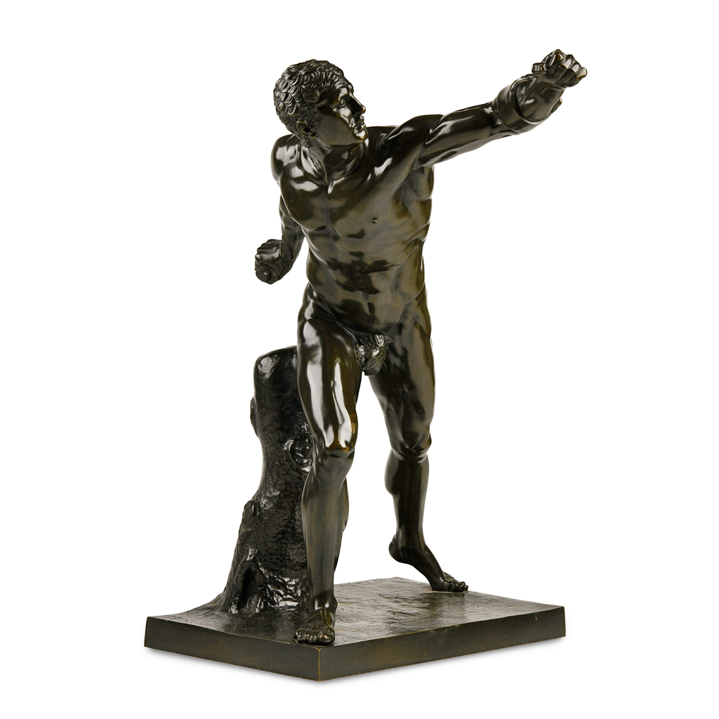 Appraisal: AFTER THE ANTIQUE THE BORGHESE WARRIOR bronze dark brown black