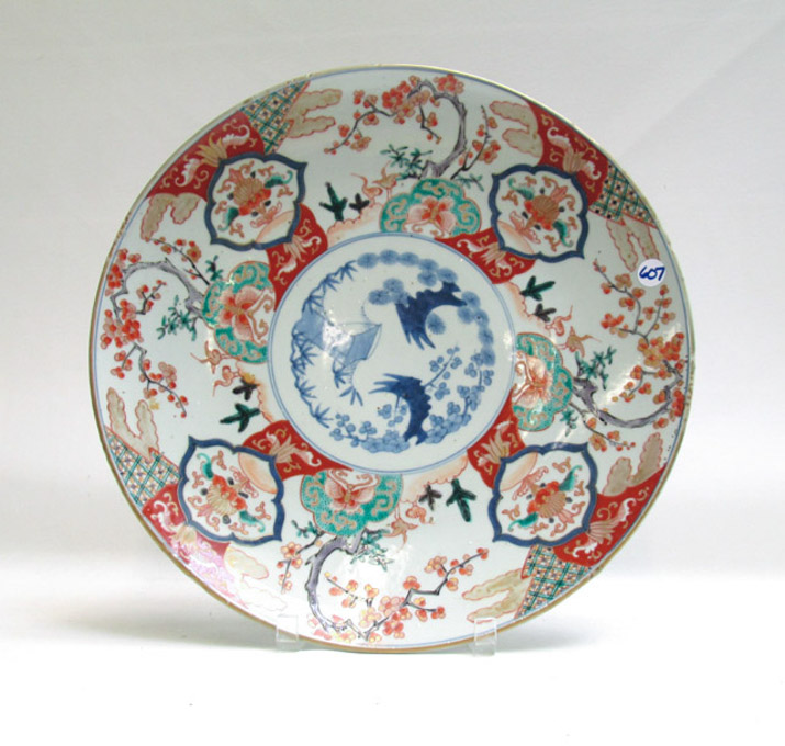 Appraisal: MEIJI JAPANESE IMARI CHARGER having traditional painted reserves surrounded by