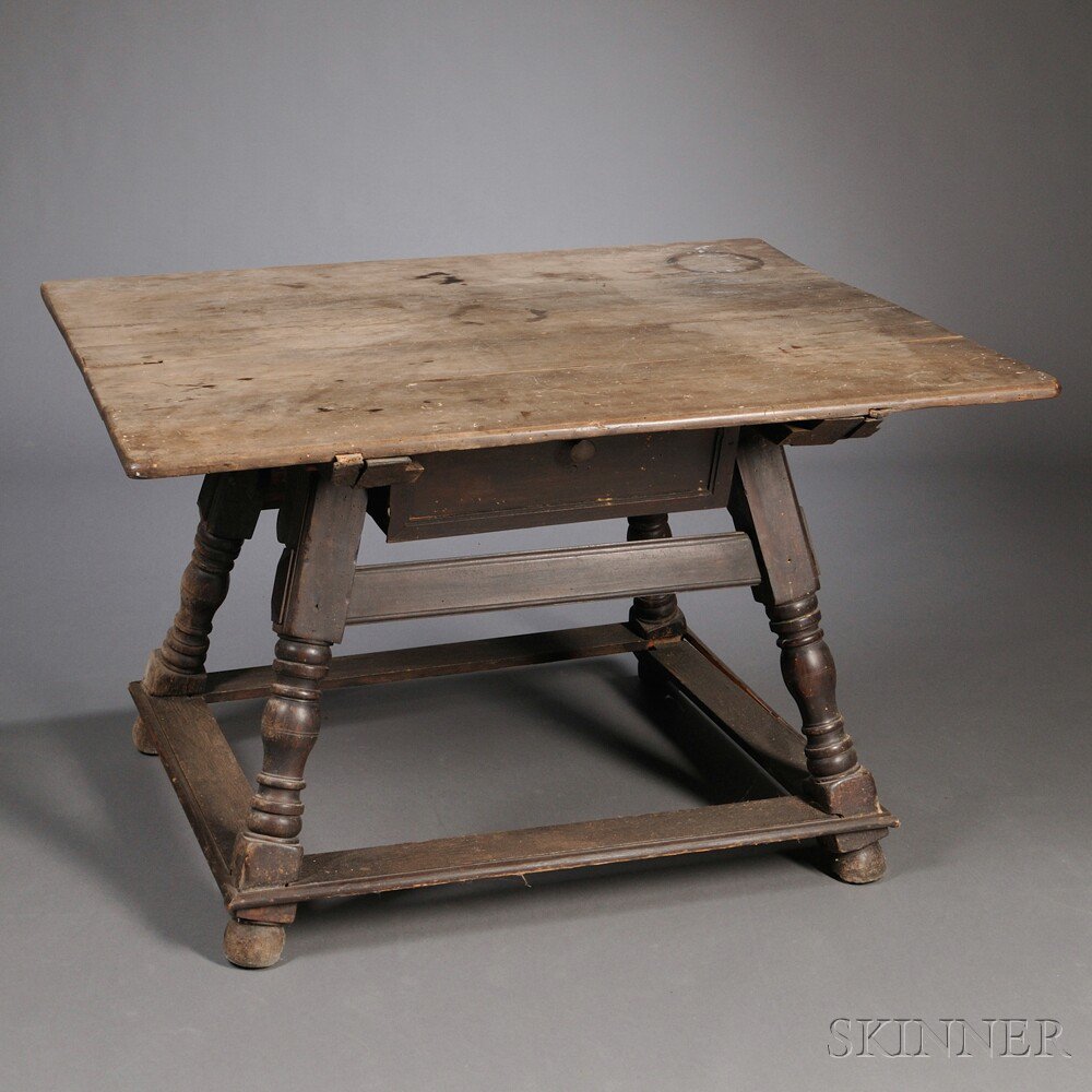 Appraisal: Swiss Alpine Baroque-style Walnut and Pine Center Table mid- th