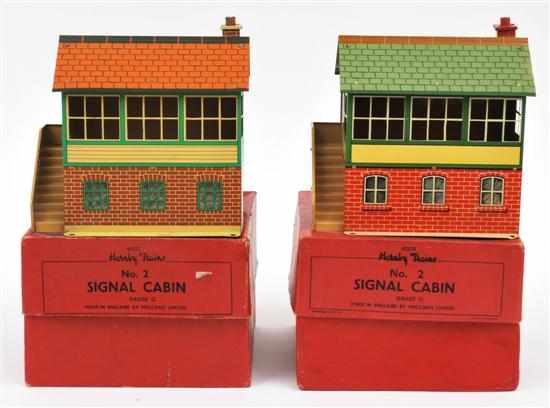 Appraisal: Two Hornby No Signal Cabins one with brown bricks orange