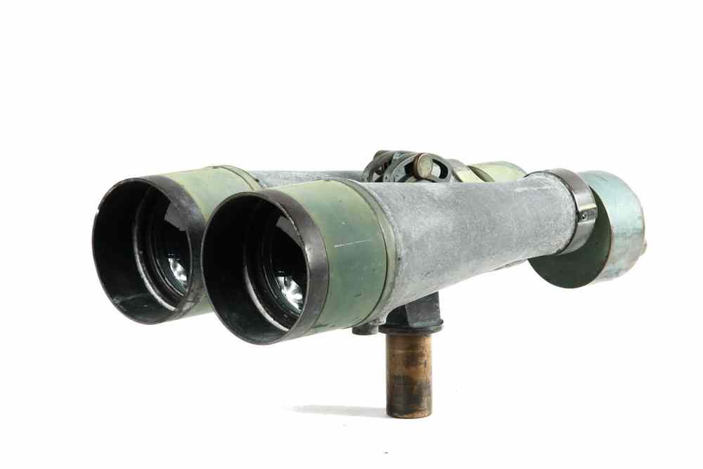 Appraisal: WWII JAPANESE NAVAL BINOCULARS - Solid Brass Exterior Railing Mount