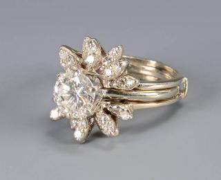 Appraisal: Carat Diamond ring with guard k white gold carat diamond