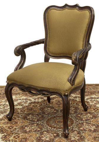 Appraisal: French Louis XV style fauteuil armchair having shaped back visible