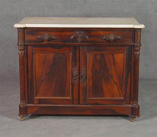 Appraisal: Rosewood Marble Top Washstand Circa Single drawer above two paneled