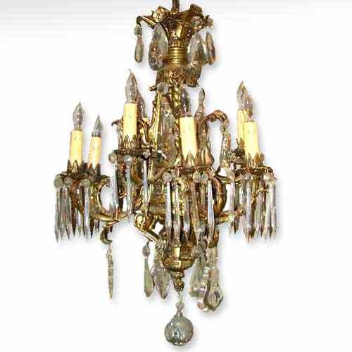 Appraisal: A French Louis XIV Style Bronze and Crystal Chandelier circa