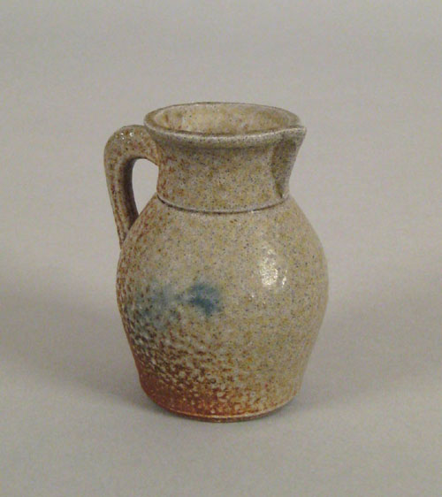 Appraisal: Miniature stoneware pitcher late th c with cobalt decoration h