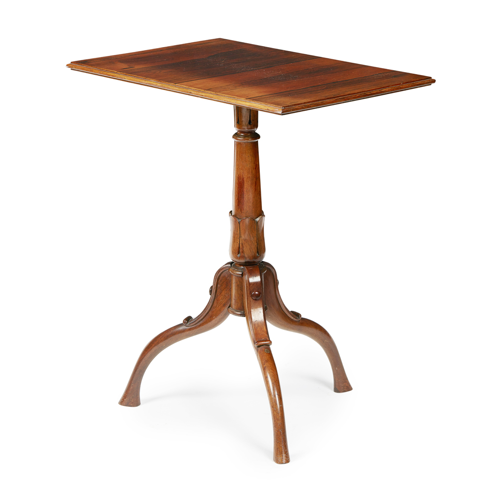 Appraisal: WILLIAM IV ROSEWOOD TRIPOD TABLE EARLY TH CENTURY the rectangular