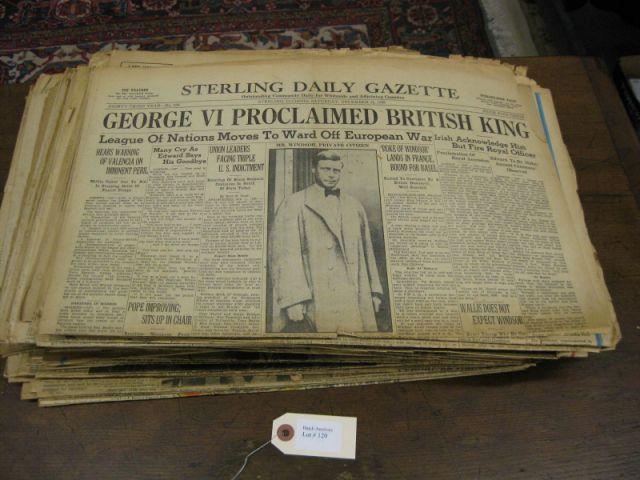 Appraisal: Collection of Old Newspapers WWI to WWII plus many on