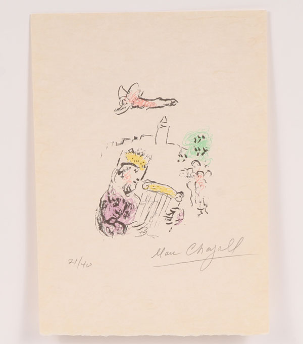 Appraisal: Marc Chagall Russian French - King David lithograph x pencil