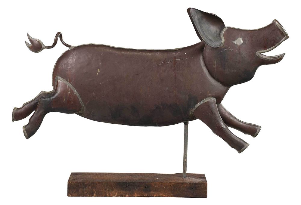 Appraisal: Barry Norling Copper Pig Weathervane with Stand American late th