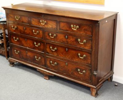 Appraisal: A George II mahogany mule chest circa the moulded oblong