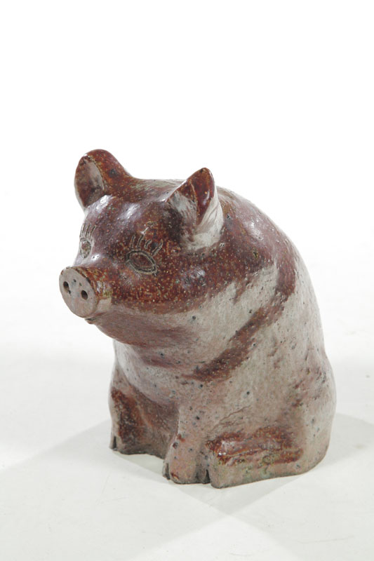 Appraisal: SEWERTILE PIG Ohio early th century Seated pig with scratched