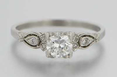 Appraisal: A Ladies' Platinum and Diamond Engagement Ring Platinum mounting set