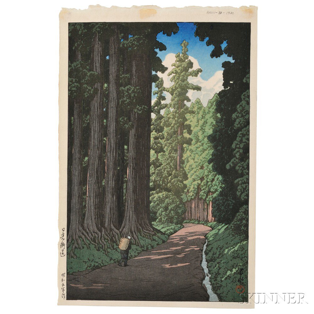 Appraisal: Kawase Hasui - Road to Nikko Japan color woodblock print