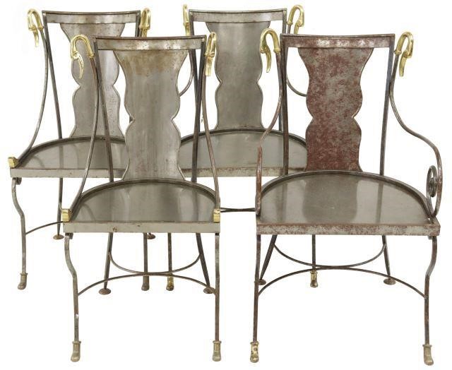 Appraisal: lot of French Empire style iron chairs in the manner