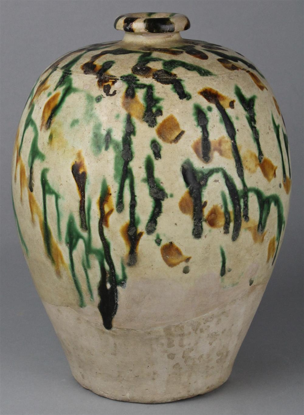 Appraisal: CHINESE SANCAI-GLAZED POTTERY VASE TANG DYNASTY - A D Chinese