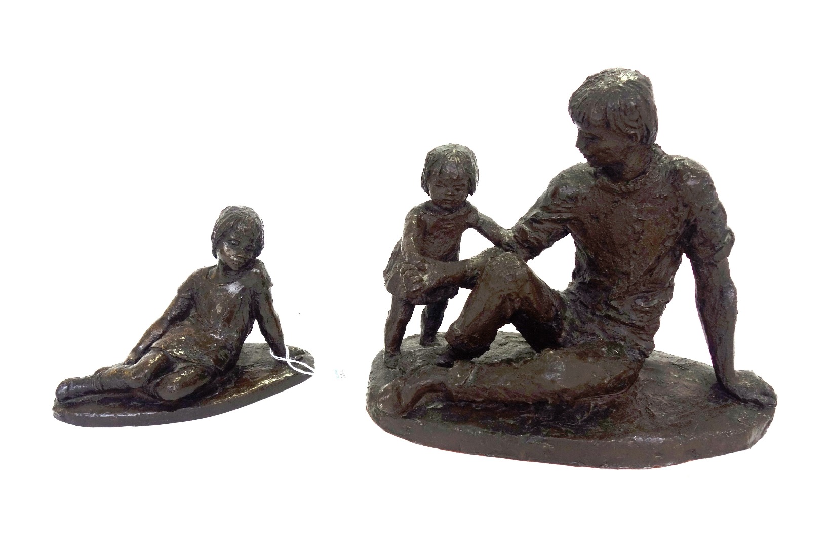 Appraisal: A composite bronze figure group modern depicting a father and