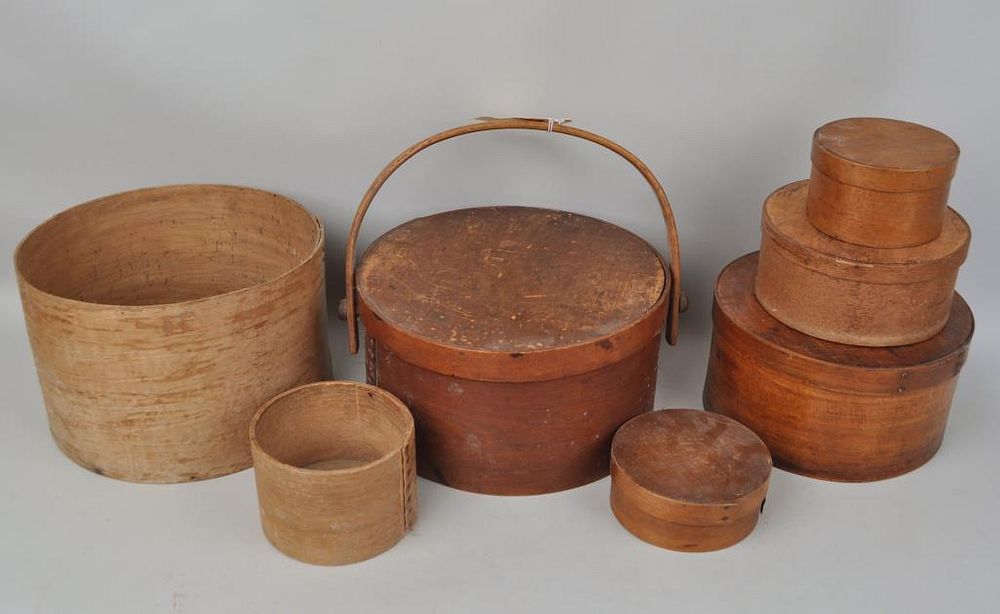 Appraisal: Group Seven Vintage Shaker Boxes in varying styles and construction