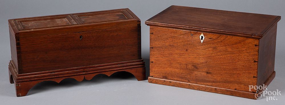 Appraisal: Two miniature blanket chests th c etc Two miniature blanket