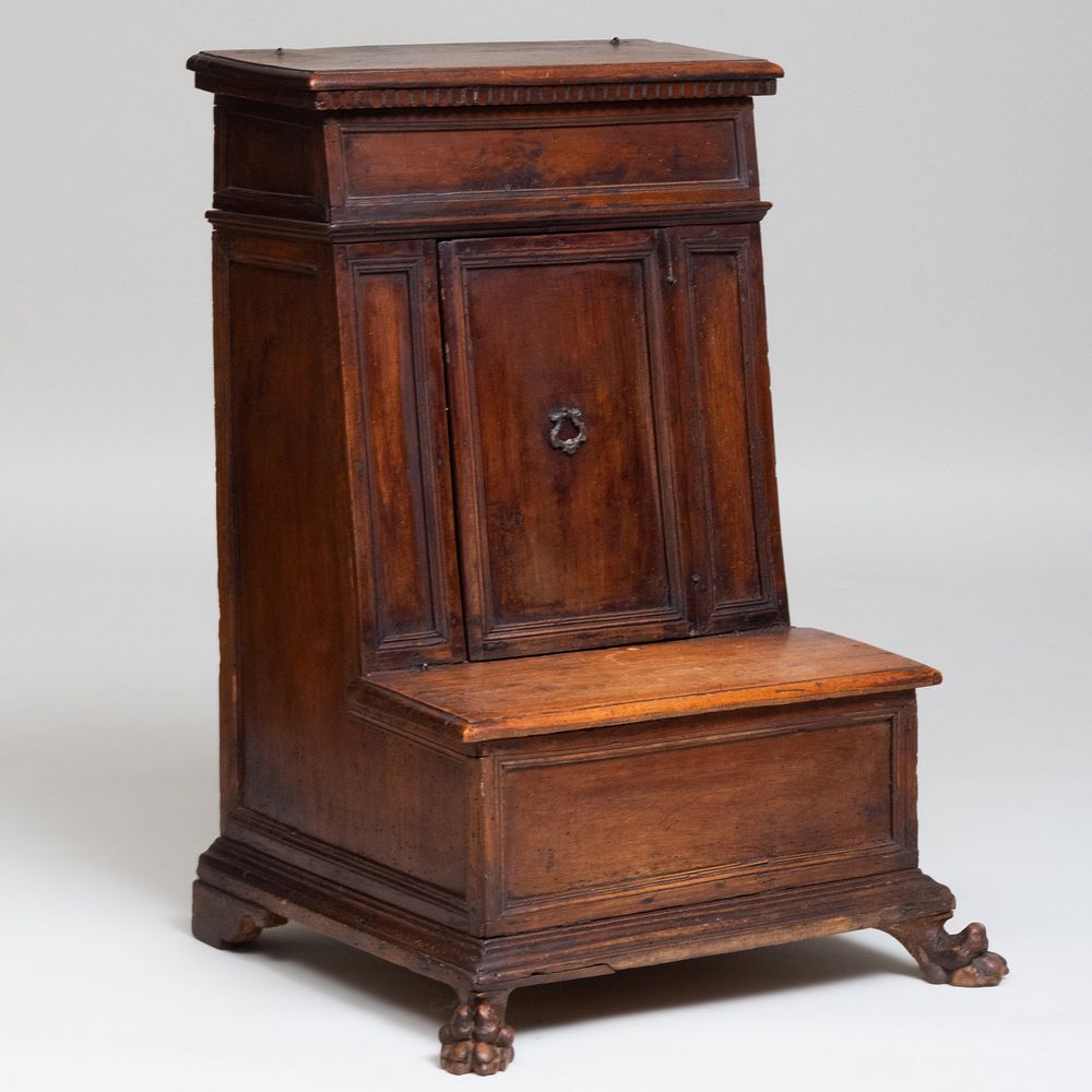 Appraisal: Italian Baroque Walnut Prie Dieu Tuscany Fitted with two hinged