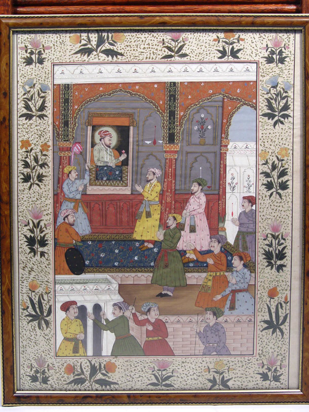 Appraisal: th Century Middle Eastern painting onto silk entitled 'A Scene