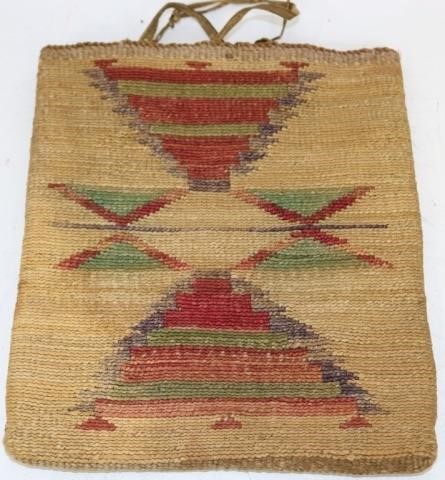 Appraisal: LATE TH CENTURY CORN HUSK BAG WITH IMBRICATEDYARN IN A