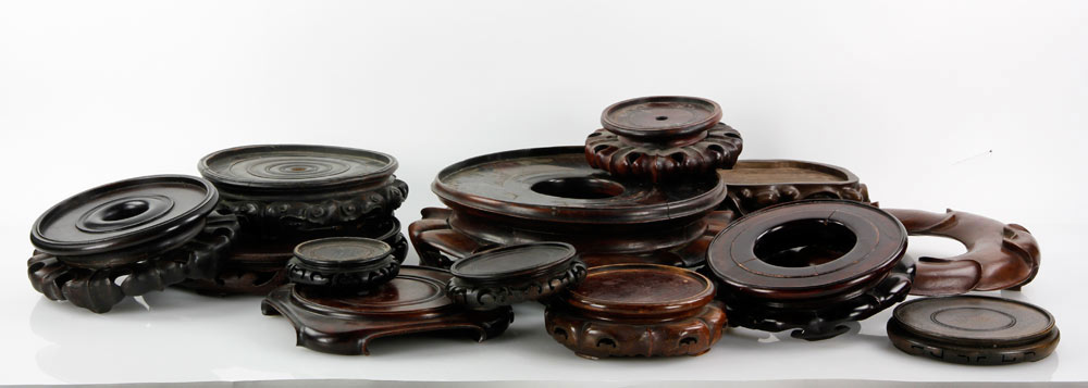 Appraisal: - Lot of Chinese Carved Wood Stands Wood stands approximate