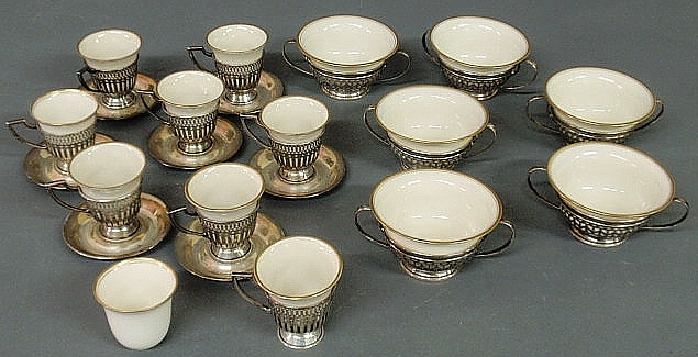 Appraisal: Six Lenox china and sterling silver bouillons h x dia