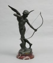 Appraisal: R Aurilli French circa L'Amour L'Arc Spelter statue Dynamic figure